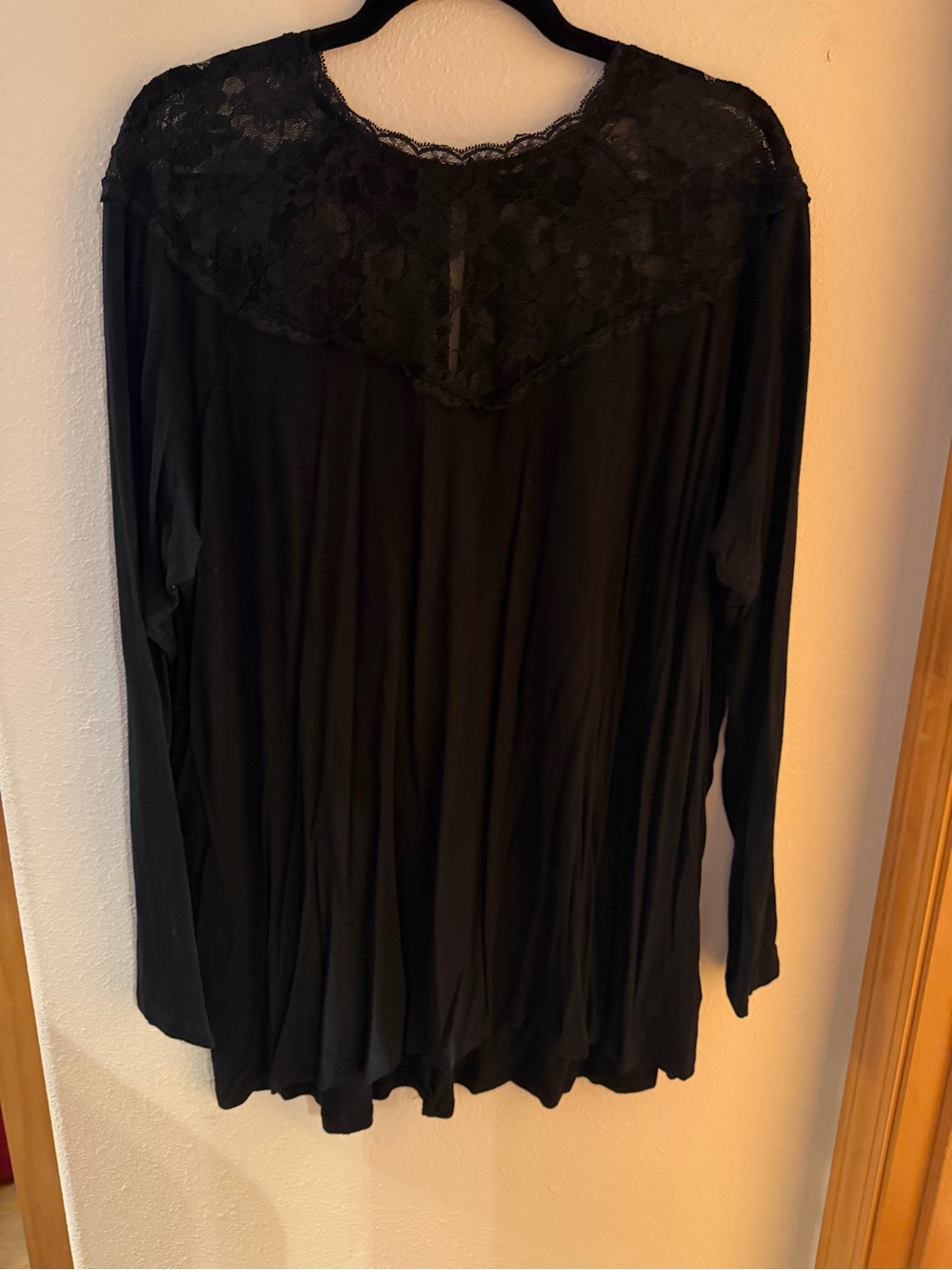 torrid Black Long Sleeve Lace Yoke Top